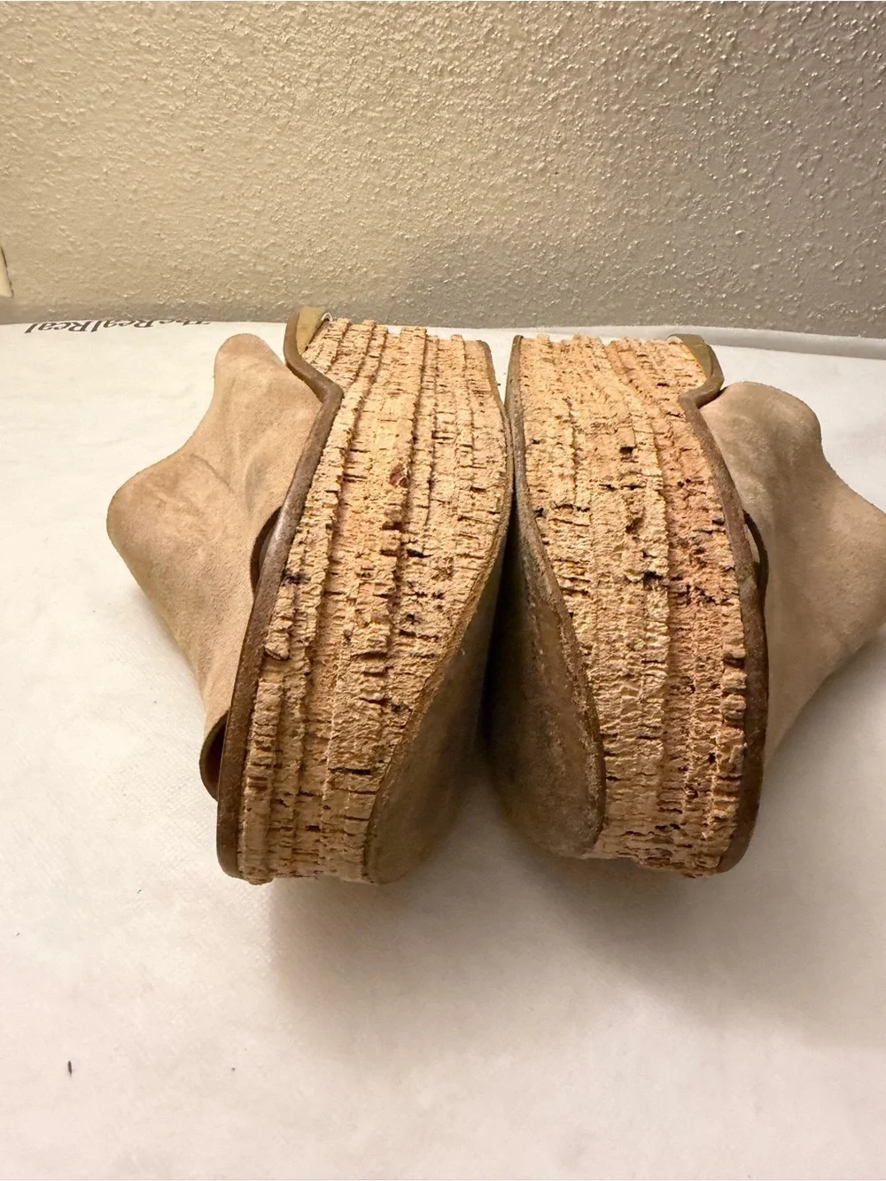 Chloé Taupe Suede Espadrille Slide Sandals, pre-owned, SZ7, gently used